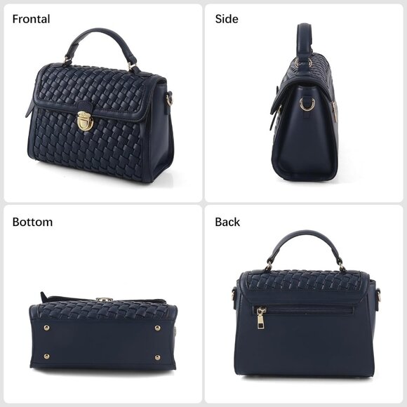 Woven Leather Crossbody Bag Women Handwoven Shoulder Purse Vegan Leather - Picture 2 of 6